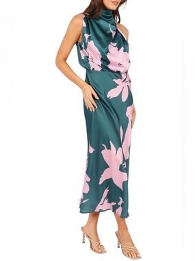 Petal & Pup Anabelle Halter Neck Satin Midi Dress